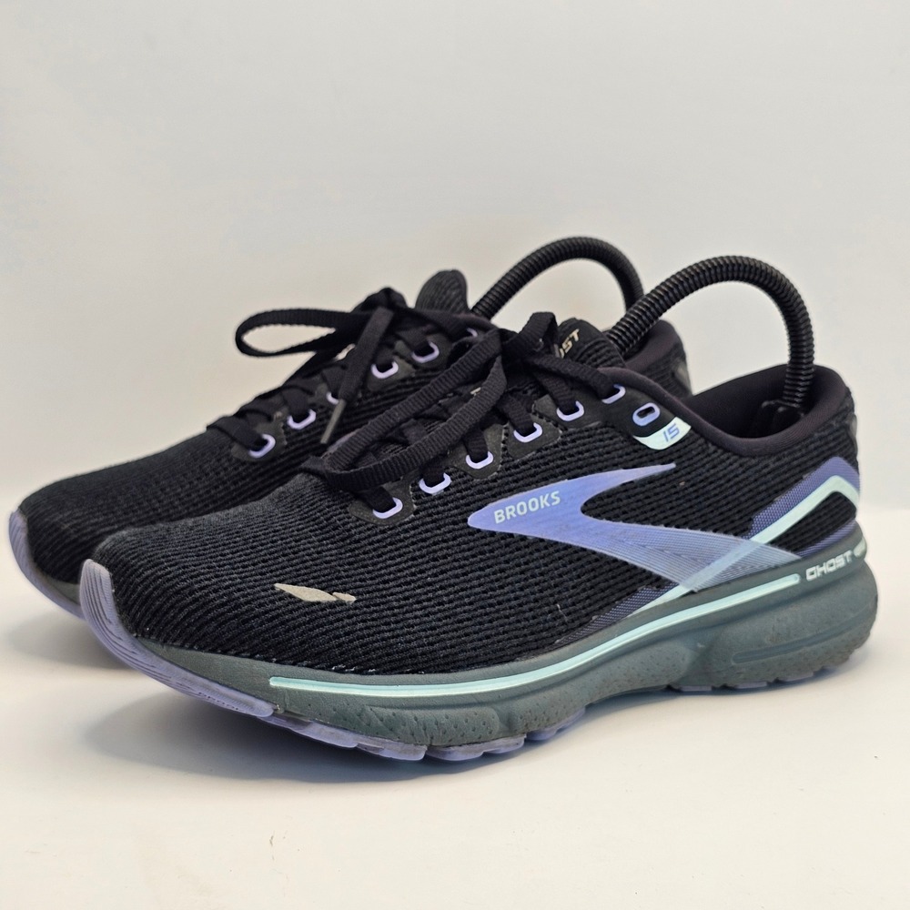 Brooks Ghost 15 Womens Running Shoes Black Purple 1203801B011 Size 7.5